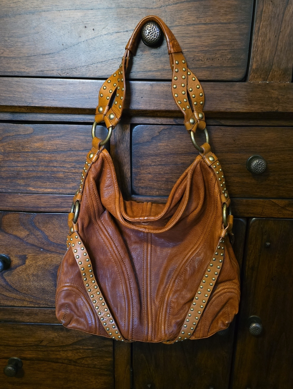 Botkier Leather Hobo Shoulder Bag in Cognac Brown - Picture 16 of 16